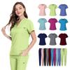 Women's Hand Washing Clothes Set, Oral Clinic Operating Room Nurse Uniform, Short-sleeved V-neck Top