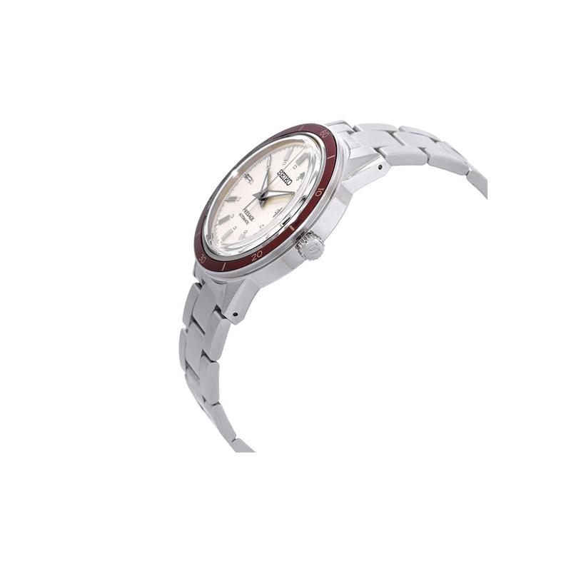 Seiko Мужские часы 50 метров водонепроницаемые Автоматические Стальной браслет белый циферблат SRPH93J1