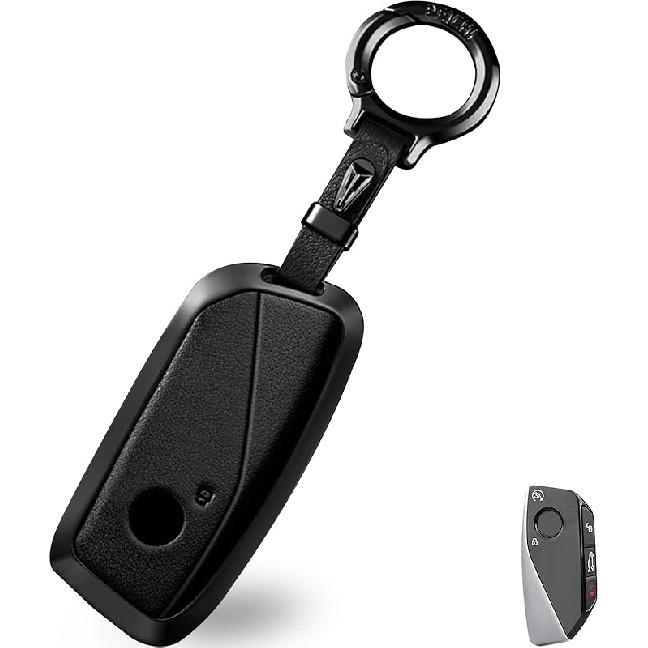 OLLEN Metal Key Fob Cover, Fit For BMW 2024 2025 2026 New 5/7 Series 740I 760I X1 X2 X3 X5 X6 X7 XM I5 I7 IX IX3 Etc, Full Protection Key Case With