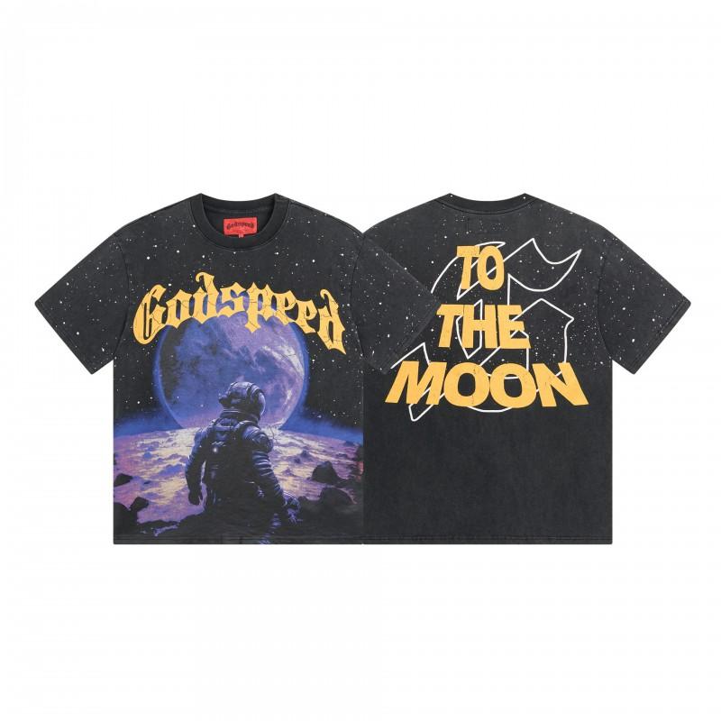 Premium Cotton Oversized Graphic Tee Men Women Skull Letter Print Washed Vintage Style Loose Fit Casual T-Shirt
