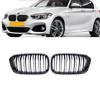 Car Front Bumper Sports Slat Grille Cover For BMW 1-Series F20 F21 2015 2016 2017 1Pair Kidney Racing Grille Glossy Black Grill