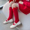 MidTube Bow Hosiery for Kids Cotton Children Long Socks Sleeping New Year Red Socks  Autumn