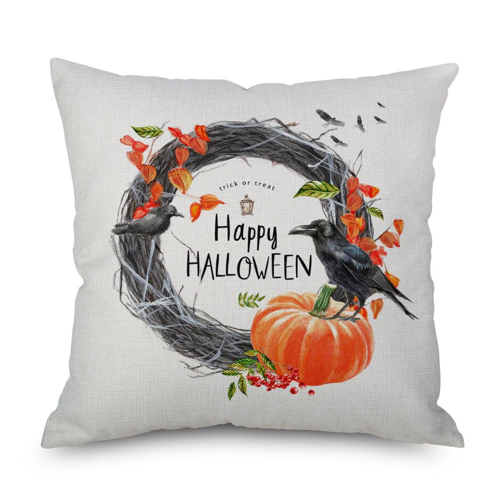 Halloween Linen Pillowcase Pumpkin Plaid Pillow Case for Bedroom Room Aesthetics Pillow Cover Luxury Designer Cushion Cover