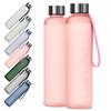KONARO Water Bottle with Time Made of 1 Liter 1000ml with Carrying Matte Pink Marker, Medical-Grade Resin, Capacity, Tritan, BPA-Free, Rope,