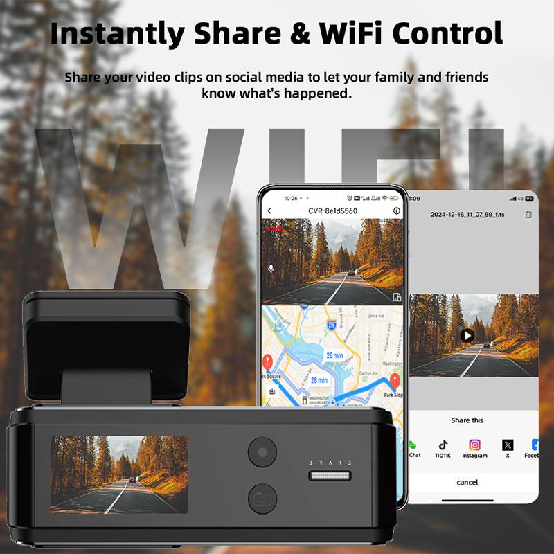 E-ACE Видеорегистратор 4K Черный ящик Мини Автомобильный Видеорегистратор 1080P Камера заднего вида WIFI GPS Циклическая запись 24-часовой мониторинг парковки Видеорегистратор