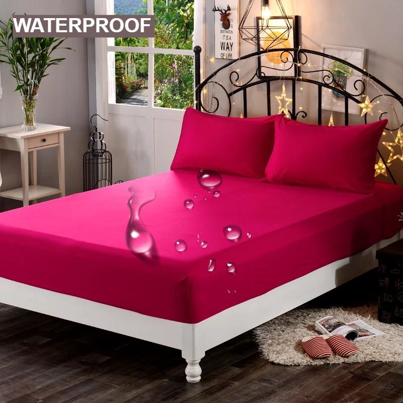 1 шт. Водонепроницаемая простыня на резинке из высококачественной реактивно окрашенной плотной ткани, эластичная, доступна в различных размерах, мягкая простыня, пишите, серый, черный, 120/140/160