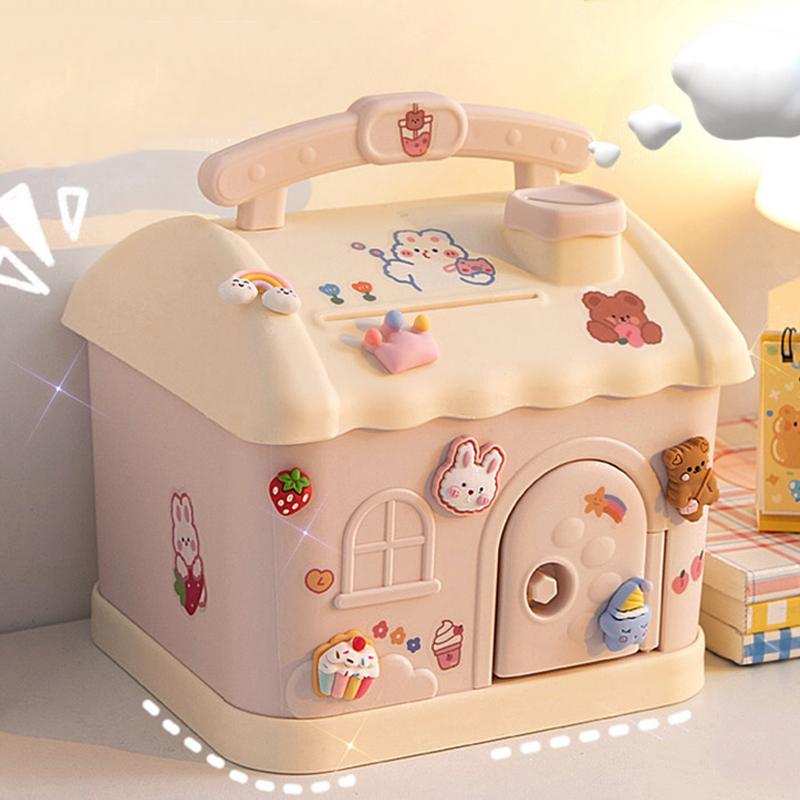 Милый домик-копилка с 3D-наклейкой Kawaii Копилка для детей и взрослых, большой размер, копилка для монет, банкнот, подарок на день рождения