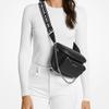 Michael Kors Слейтер Серебряный Логотип-Буква ПУ Сумка Через Плечо Средняя Женская Черная