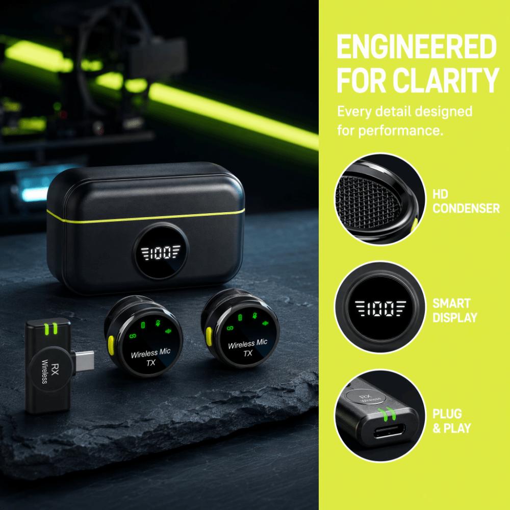Noise Cancellation Wireless Microphone Plug and Play Digital Microphone Live Streaming