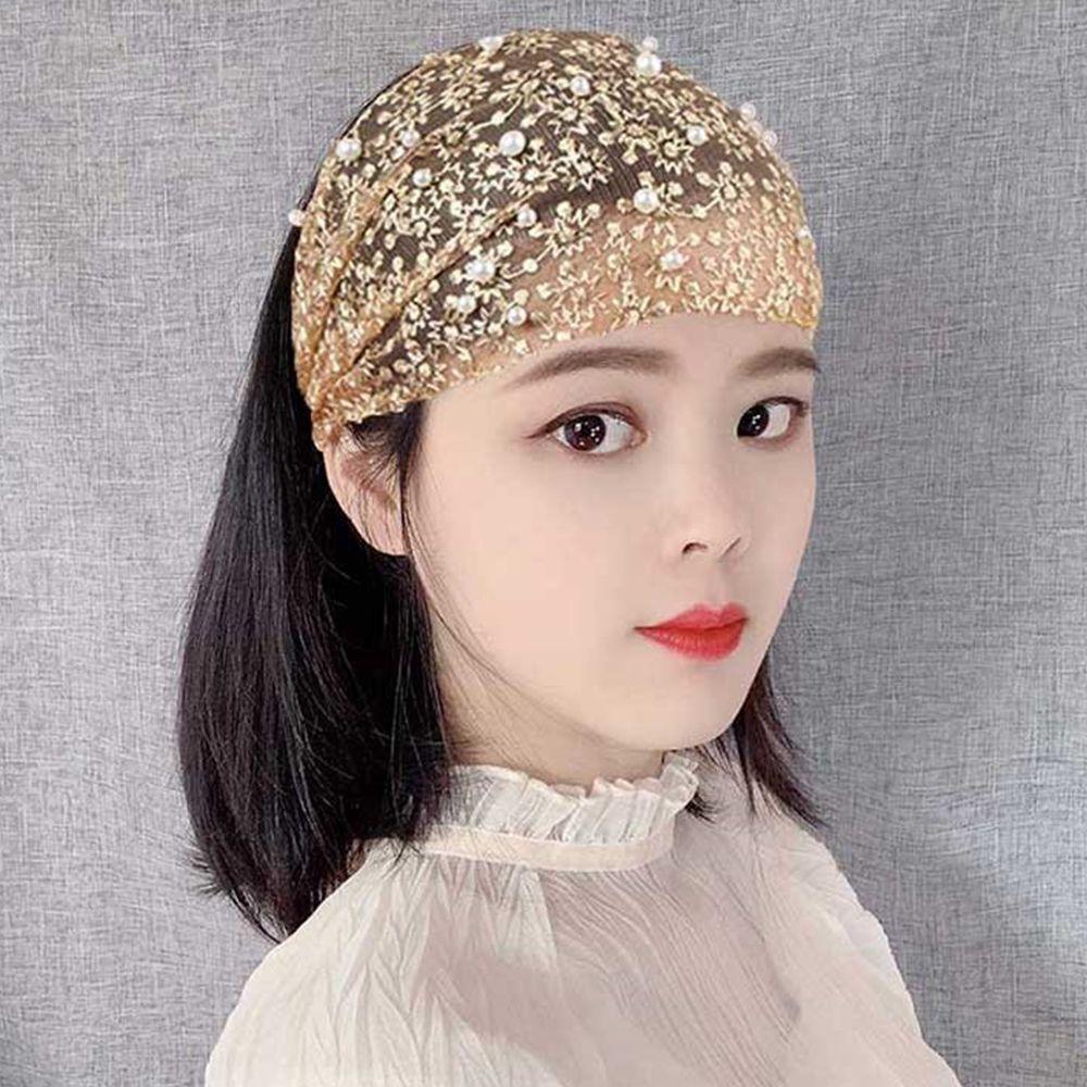 Pearls Make up Korean Style Hair Wear Organza Headband Wide Side Hairband Women Hair Accessories
