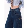American retro wide-leg jeans women's spring and autumn new scimitar design sense high waist loose long pants