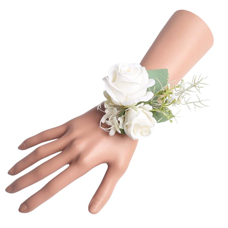 Элегантный жених корсаж брошь цветы для мужского костюма искусственные белые розы запястье корсаж свадебные аксессуары для вечеринки
