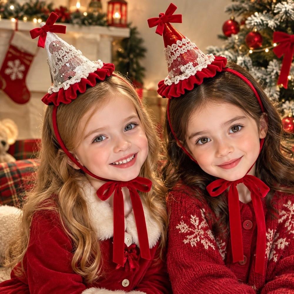 Pointed Santa Hat Headband Shiny Sequin Christmas Hat Hairpin Santa Hat Headwear Little Girls