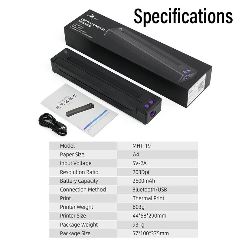 P19 Принтер для татуировки Машина для переноса Портативная Печать Татуировки Bluetooth Термальная