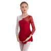 Kids Girls Stylish Dance Wear Long Sleeve Rhinestone Decor Contrast Color Skating Dresses