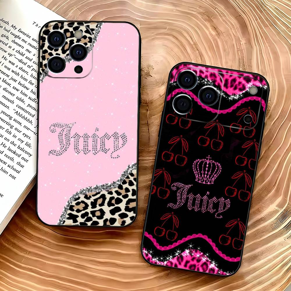 Розовый чехол J-Juicy C-Couture для iPhone 17,16,15,14,13,12,11 Plus,Pro Max,XS,Мягкий черный чехол