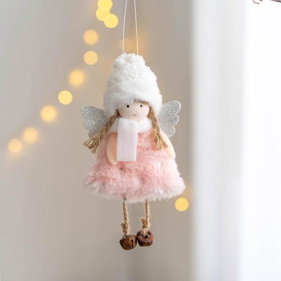 Красивая рождественская кукла-ангел с улыбающимся лицом, макет сцены на ремешке