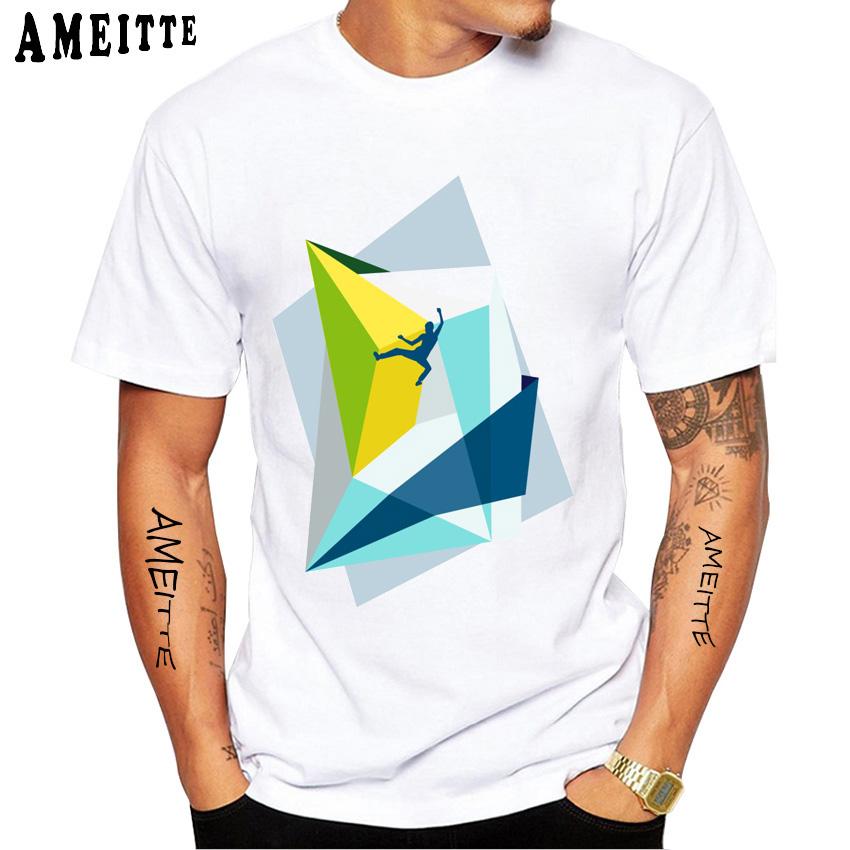 Футболка для мужчин Rock Climbing Climber Funny 3D Print Classic, новая мужская футболка с коротким рукавом, летняя спортивная белая повседневная футболка в стиле хип-хоп