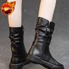 Large Size Warm Ladies Mid Calf Shoes Round Toe Women's Half High Boots Platform Spring 2024 Comfortable and Elegant Chic Hot Pu