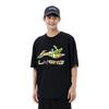 Li Ning крутая и удобная футболка с логотипом бренда, мультяшным принтом и буквами, повседневная, с круглым вырезом и коротким рукавом, мужские топы, черный цвет AHST567-2