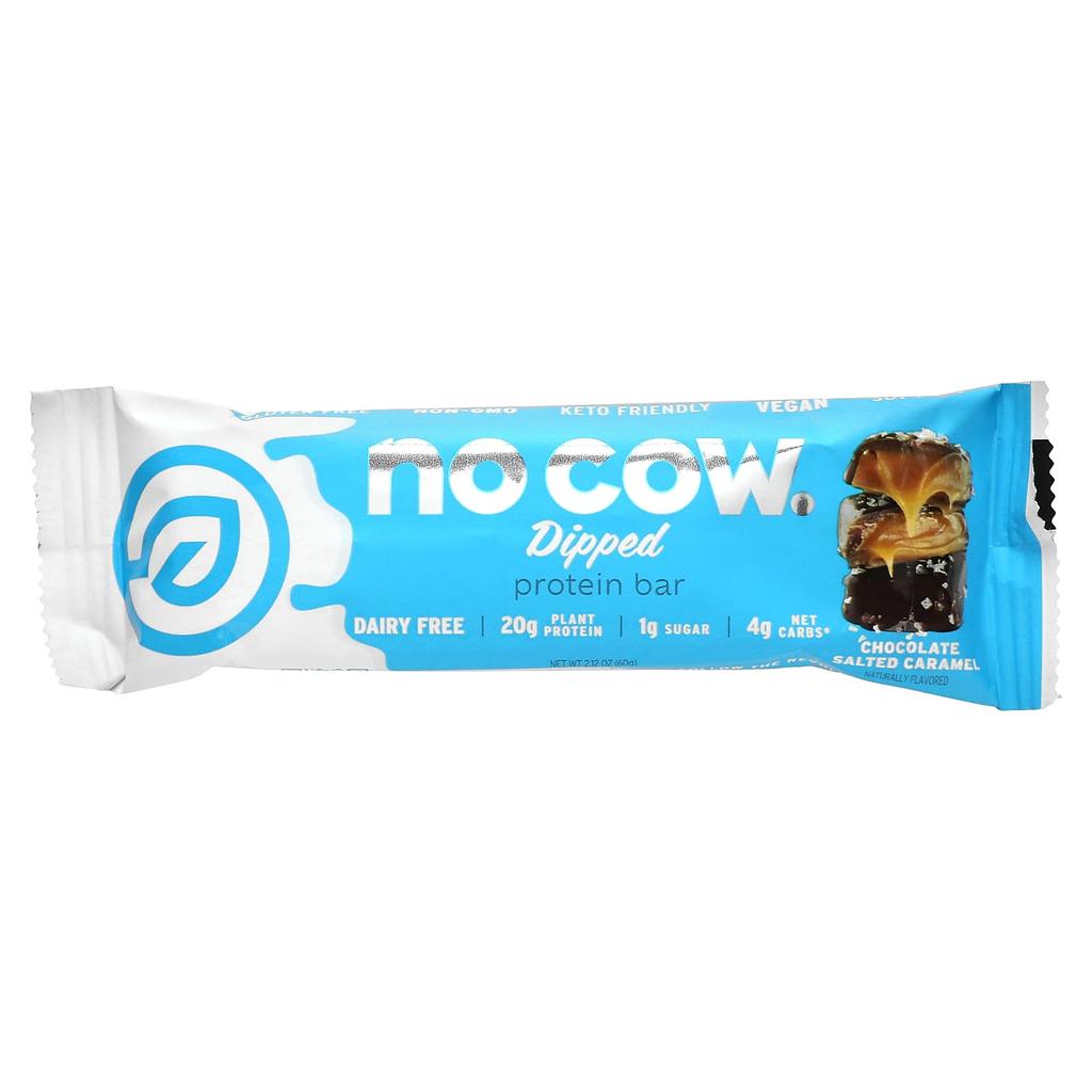 No Cow Dipped Protein Bar, Chocolate Salted Caramel, 12 Bars, 60 G (2.12 Oz) Each