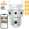 Двухобъективная 6 МП WiFi камера безопасности, PTZ беспроводная камера домашней безопасности, 2,4/5 ГГц беспроводная камера, видеонаблюдение для домашней CCTV безопасности (БЕЗ вилки)