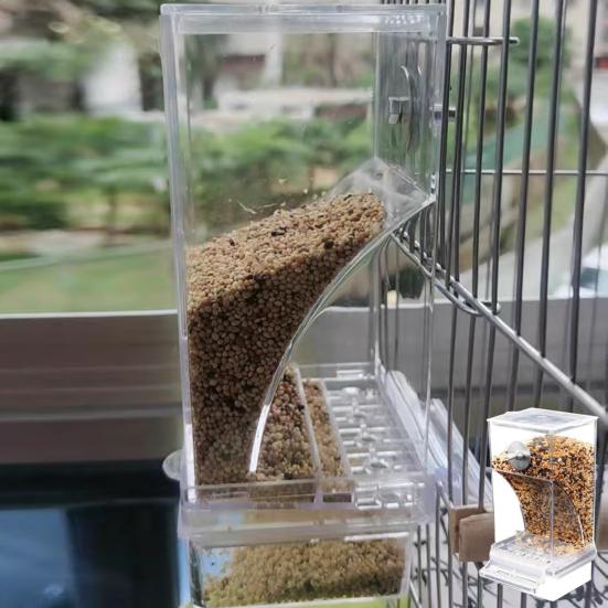 Прозрачная акриловая кормушка для птиц, автоматическая кормушка для птиц без беспорядка, кормушка для попугаев большой емкости, защита от разлива