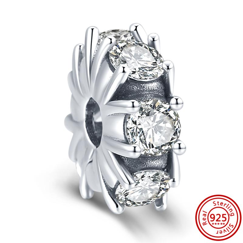 Медь 925 пробы Прозрачный циркон Снежинка Гербарий Крылья ангела и Сердце Сверкающие бусины Подходят для оригинального браслета Pantaro с шармами DIY Циркон