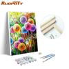 RUOPOTY DIY Frame Painting By Numbers Dandelion Acrylic On Canvas Wall Art Picture By Numbers Flower For Living Room