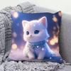 Square Pillowcase Cute Cat Pillow Sofa Cushion Covers Lumbar Cushion for Women