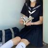 Sailor Navy for High School JK Halloween Short Front Pleated Class Authentic Navy Blue School School Graduation School Set [GSYCL] Uniform, Blue,