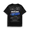 Футболка с принтом Skyline Fast and Furious Мужская Женская Повседневная Хлопковая Оверсайз Y2k Харадзюку С коротким рукавом Женская Мужская Одежда