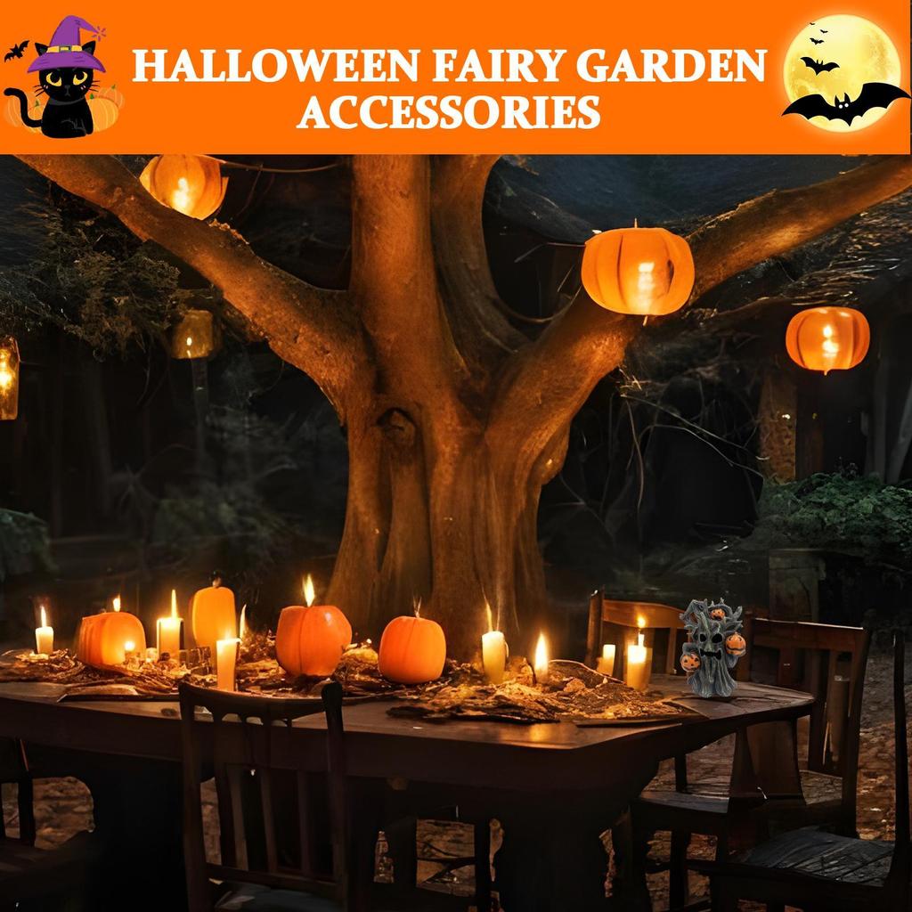 Pumpkin Figurine Resin Halloween Pumpkin Skull Tree Halloween Pumpkin Tree Sculpture Ornaments Outdoor Garden Decoration