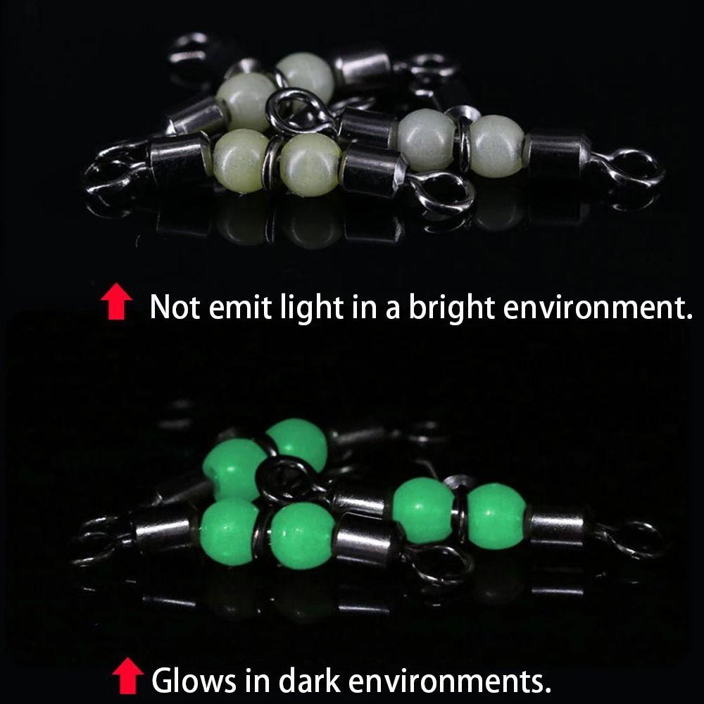 Connector Rolling Triple Fishing Connector Luminous Beads Solid Ring Fishing Tackle Fishing Swivel