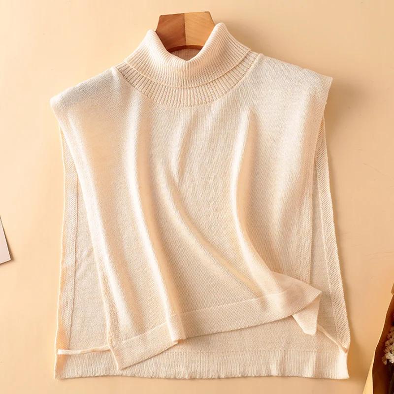 Women Wool Detachable Collar Fake Neck Mock Hooded Solid Color False Sweater Ladies Turtleneck Neckwear Clothing Accessories