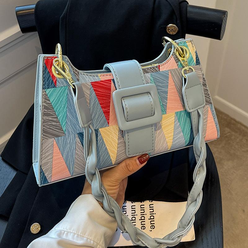 Шикарная геометрическая женская сумка через плечо, летняя новая контрастная цветная маленькая сумка через плечо, элегантные офисные женские сумки