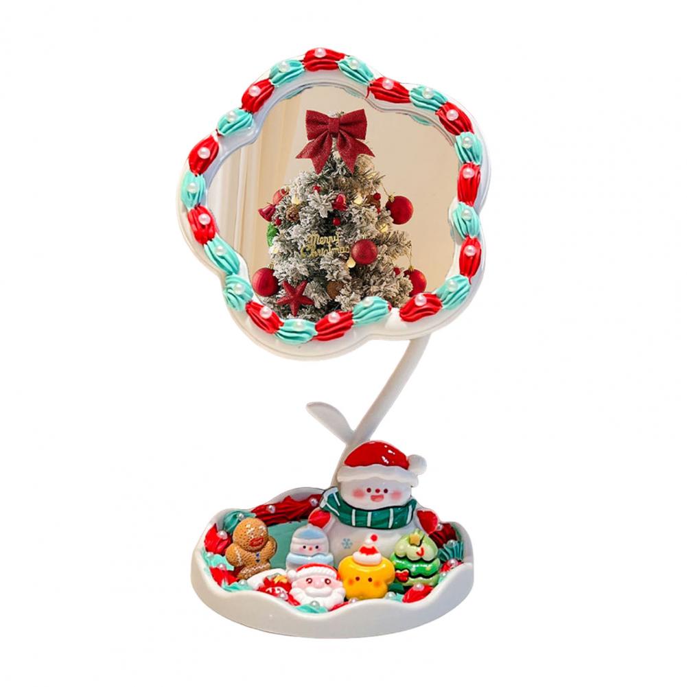 Настольное зеркало с подставкой Зеркало для стола с подносом для хранения Вращающееся косметическое зеркало с подносом для хранения Органайзер с дизайном цветов ручной работы