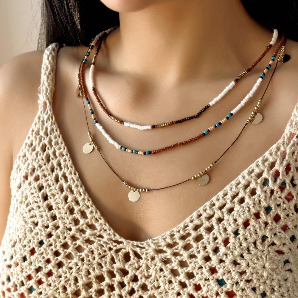 Multi-layer Clavicle Chain Jewelry Bohemian Necklaces Retro Bead Necklaces  Daily