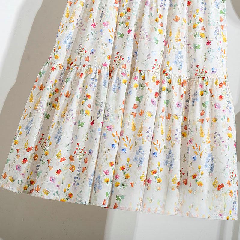 DIMANAF 2025 Новые Летние Весенние Женские Новые Юбки Цветочные Свободные Эластичные Плиссированные Элегантные Длинные Юбки