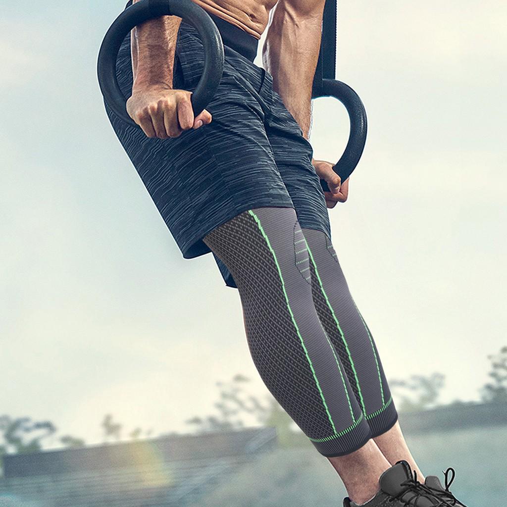 Мужские и женские наколенники для икры, спортивные удлиненные наколенники с рукавами для ног, нескользящая повязка
