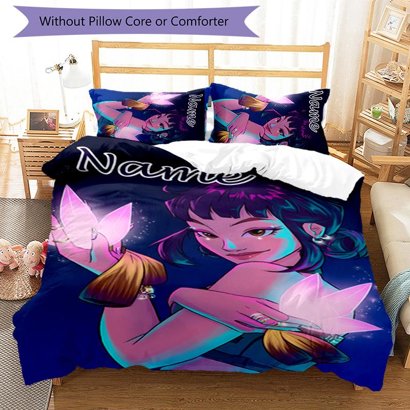 3pcs KPop Demon Hunters14 Cover Set - Personalized Name, HD Printed Bedding with 1 Cover and 2 Pillowcases - Perfect for Home Decor, Easy Care