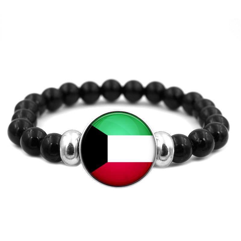 287 Countries National Flag Snap Button Elastic Band Beads Country Flag Independence Day Bead Jewelry Beaded Bracelet