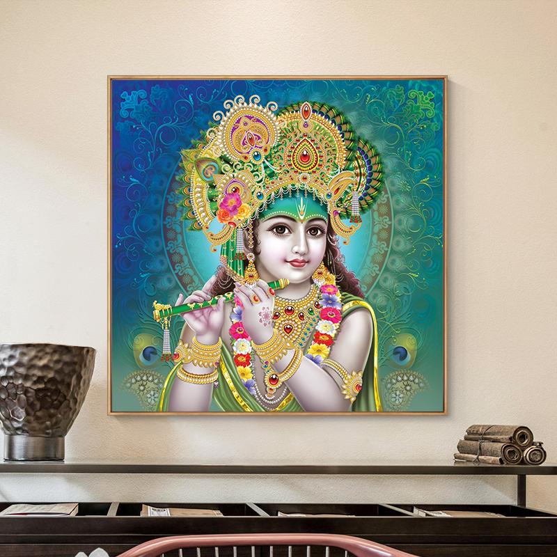 Lord Bal Krishna Hindu God Canvas Painting Religious Hinduism Posters and Prints Wall Art for Home Decoration Cuadros Wall Art