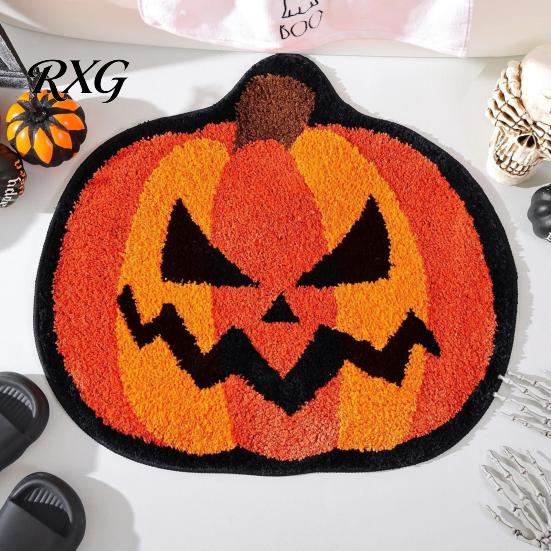 Absorbent Floor Mat for Home Halloween Bath Mat, Non-Slip Fluffy Ghost Rug, Gothic Pumpkin Water-absorbent Entryway Rug Bathroom Washable Area