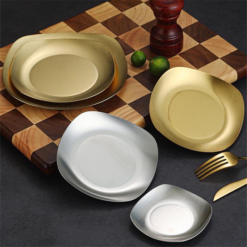 Korea 304 Stainless Steel Bone Plate Flower Side Barbecue Plate Hot Pot Dish Seasoning Bowl Restaurant Meals Divid Trays