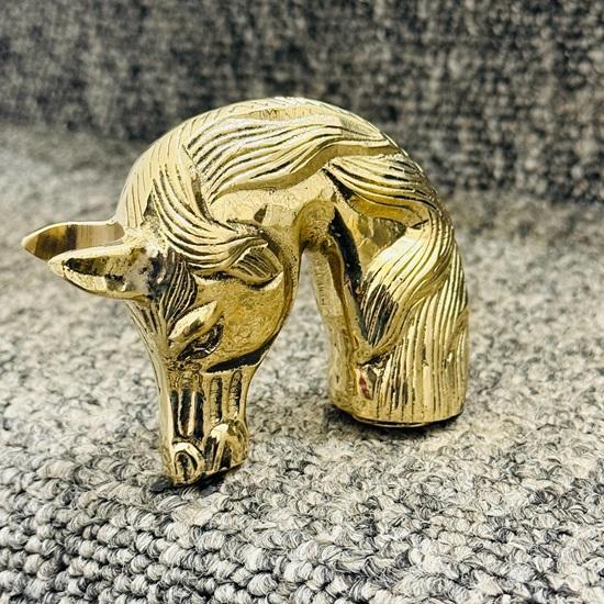 91.44 Cm Classic Equestrian Style Brass Horse Head Wooden Walking Stick