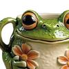 Керамическая кружка в форме лягушки с мелкими цветами, гладкая текстура, чашка для кофе и чая для утренней радости, уютная кружка с лесным персонажем, подарок для любителей животных