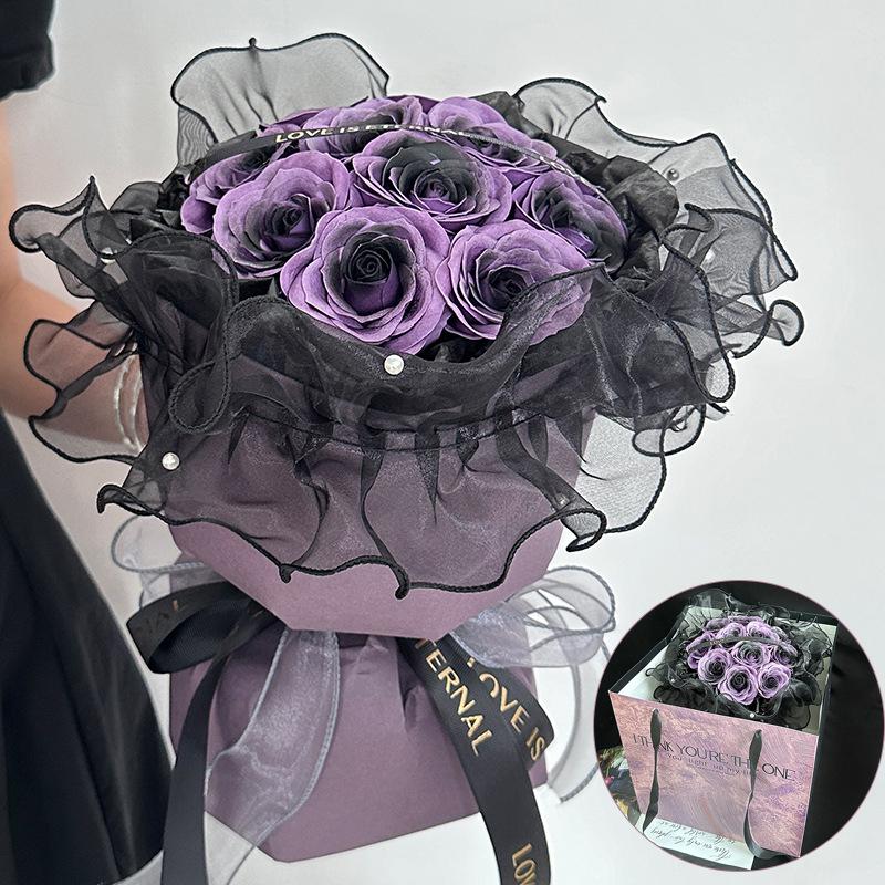 Букет искусственных роз из 19 голов Подарок на День святого Валентина Искусственный цветок Букет из роз и мыла для свадьбы, дня рождения, вечеринки DIY подарок