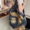 Washed Denim Backpack for Women Large Capacity Backpack Casual Travel Bag for Girls Hot and Stylish Designer
