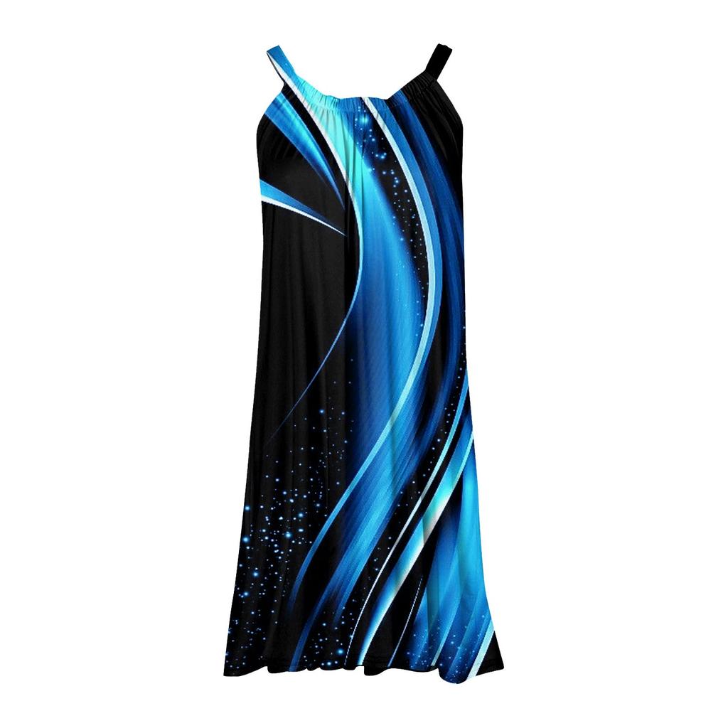 Women's Fashion Summer Beach Casual Print Sleeveless Cute Sling Dress